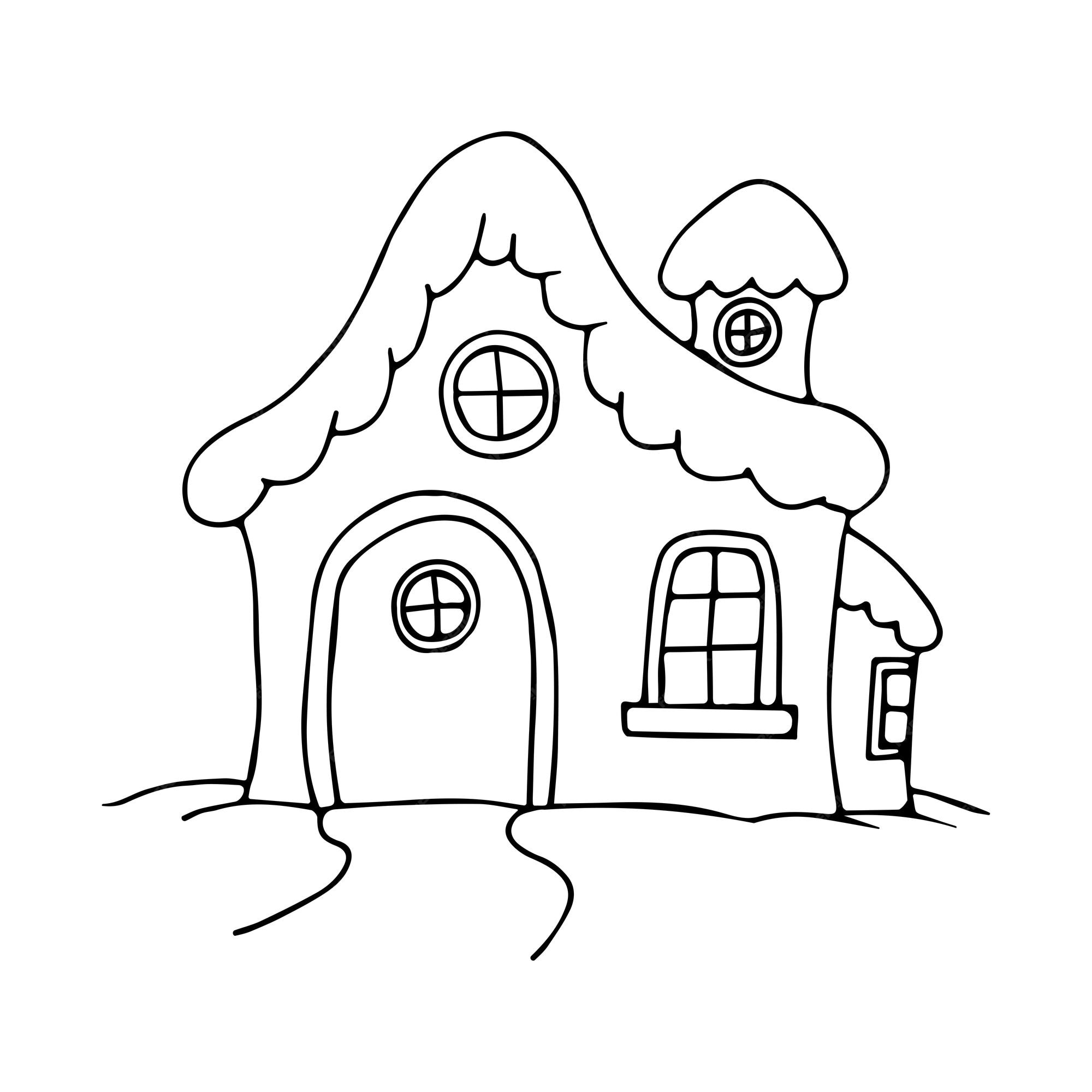 Premium vector vector single cute house coloring page for kids