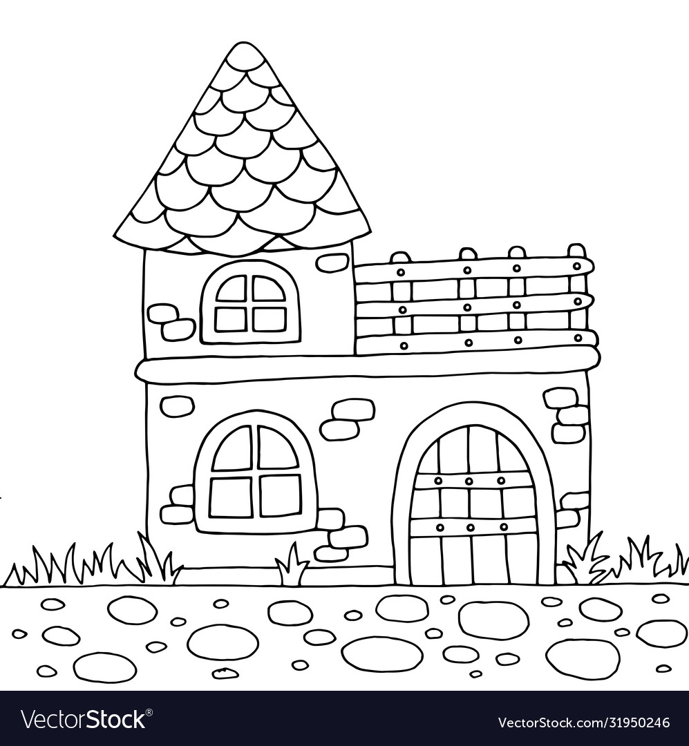 Cute old house coloring page royalty free vector image