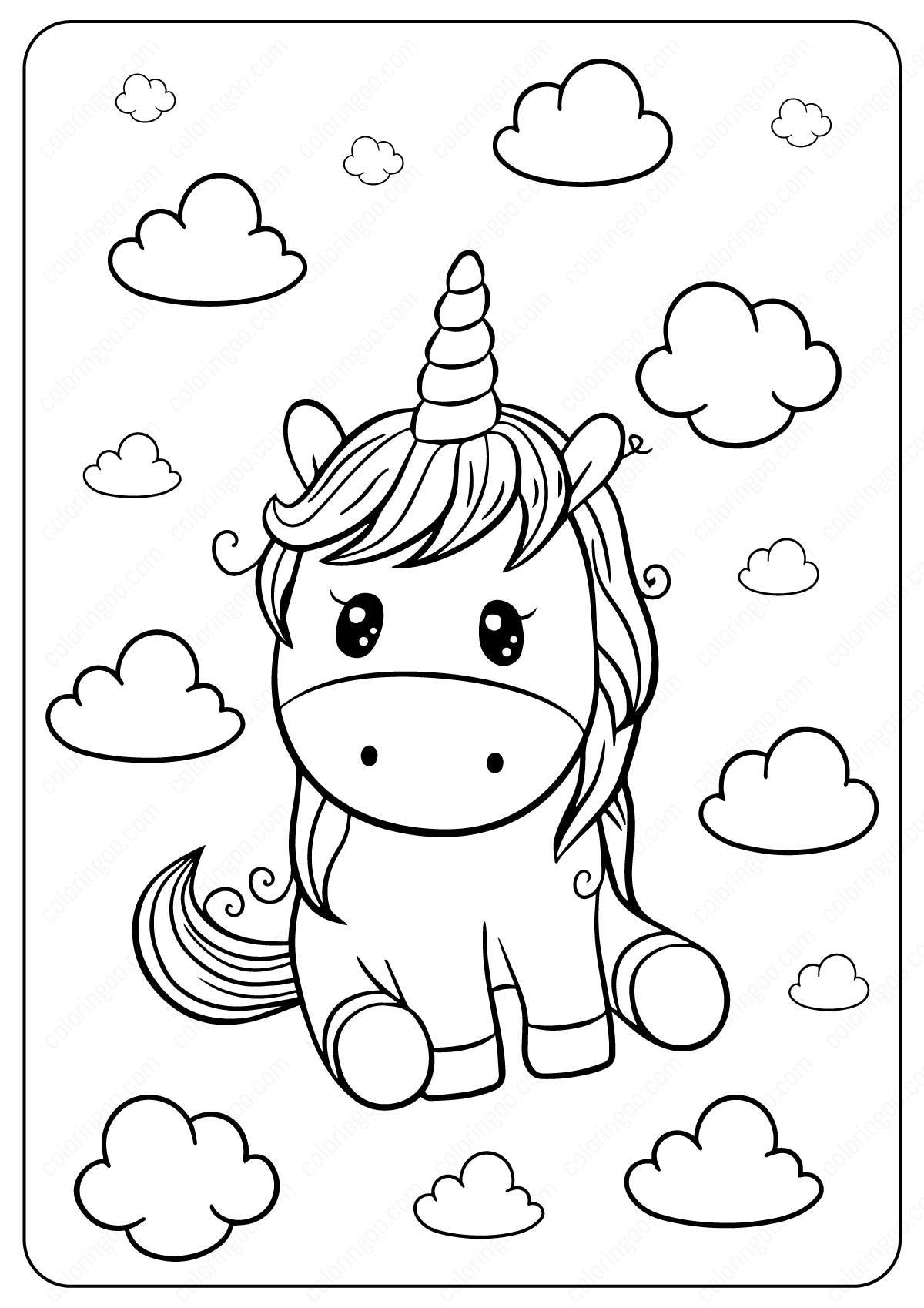 Cute unicorn coloring page cartoon coloring pages cute coloring pages unicorn colors