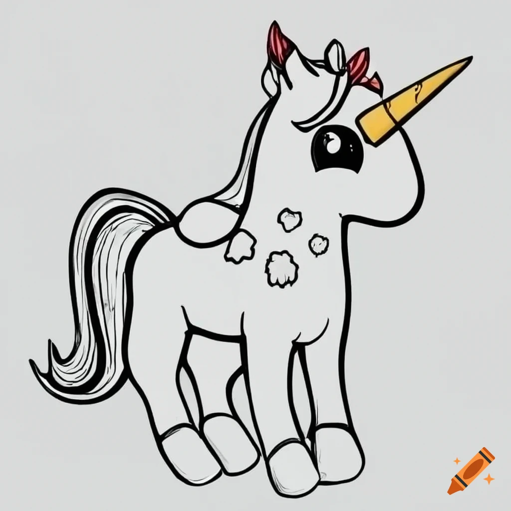 Coloring page of a cute unicorn