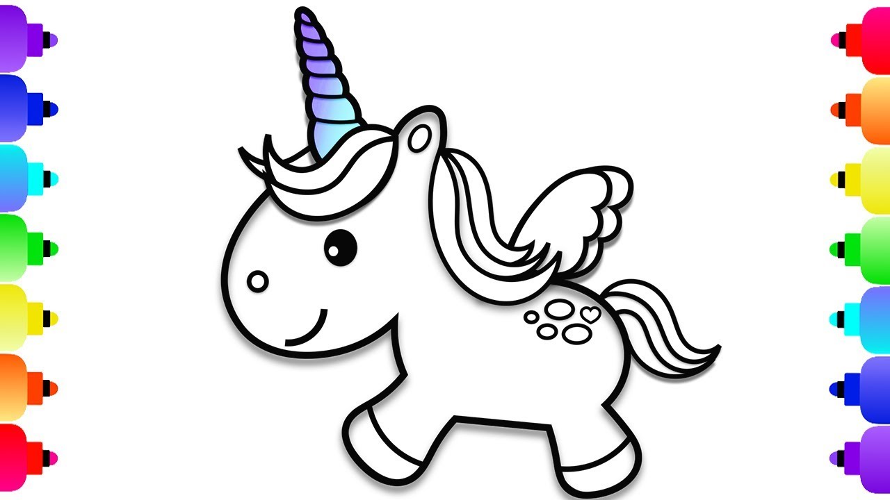 How to draw a baby unicorn unicorn coloring pages for kids unicorn coloring book learn to draw