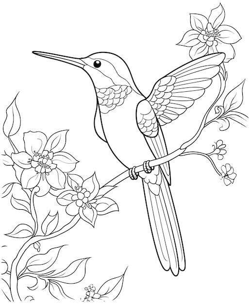 Premium vector hummingbird coloring page for kids