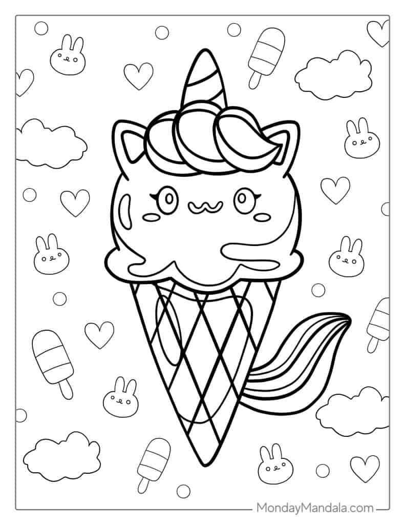 Ice cream coloring pages free pdf printables