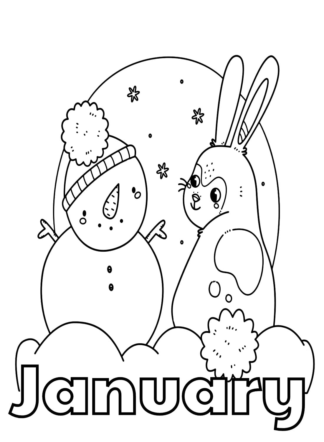 Cute january coloring page