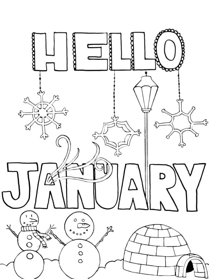 Coloring pages hello january coloring page