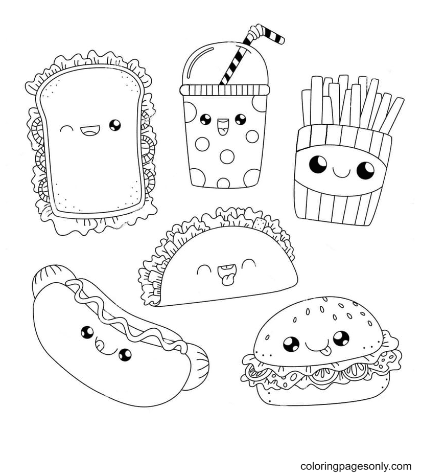 Cute fast food worksheet