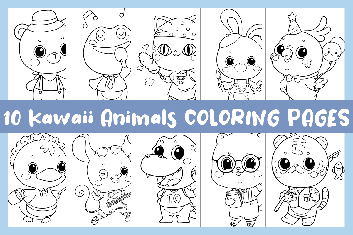 Kawaii animals coloring pages