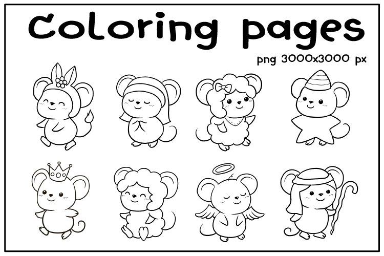 Cartoon rat cute animal doodle kawaii anime coloring page