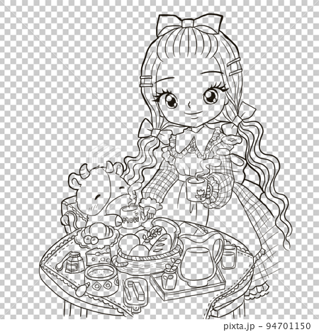 Cartoon cute doodle coloring page kawaii anime