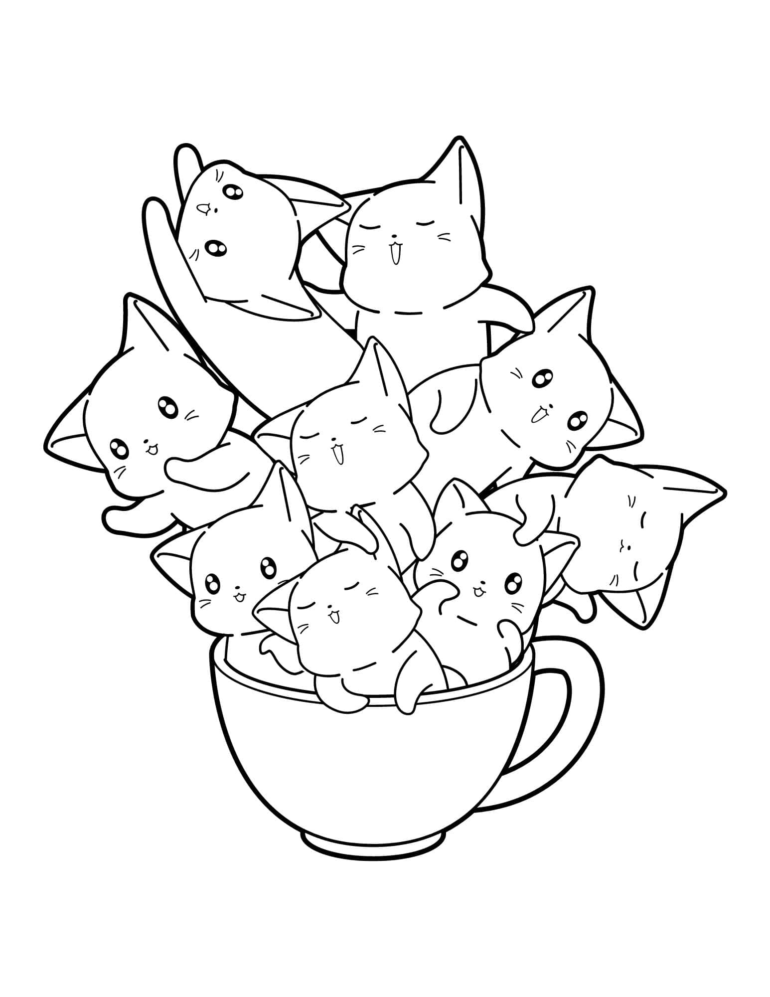 Cute cat coloring pages for kids and adults