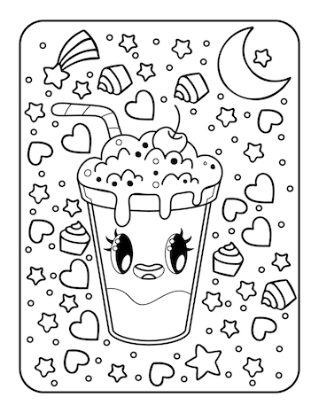 Premium vector kawaii coloring page for kids