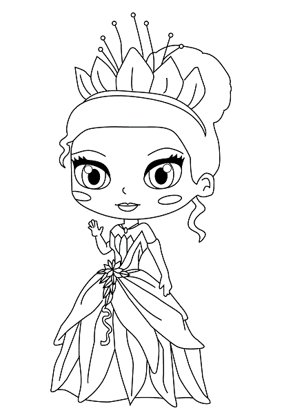 Cute kawaii disney princess coloring pages