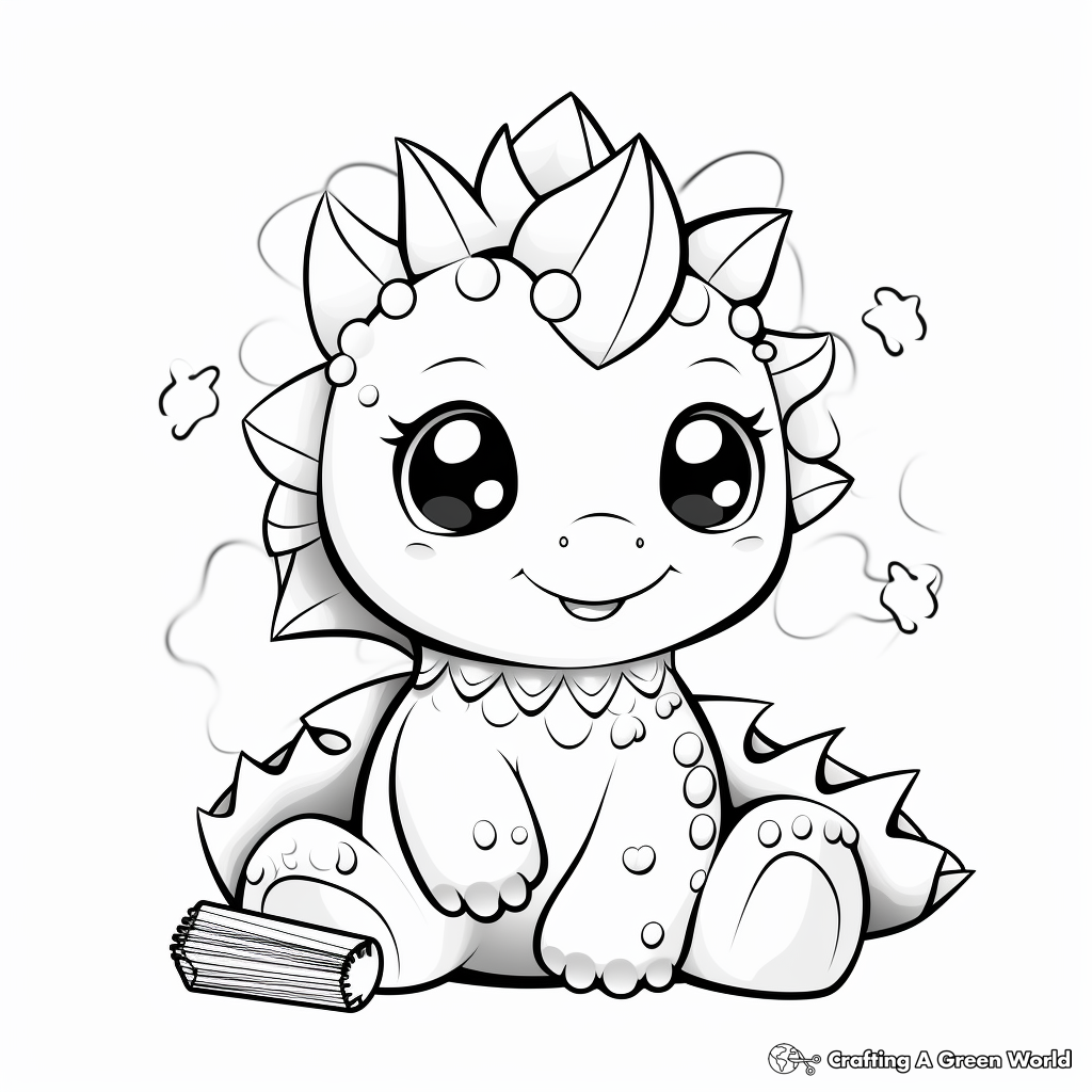 Kawaii dinosaur coloring pages