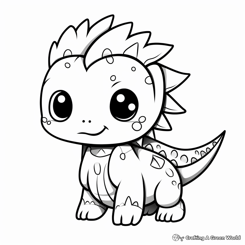 Kawaii dinosaur coloring pages