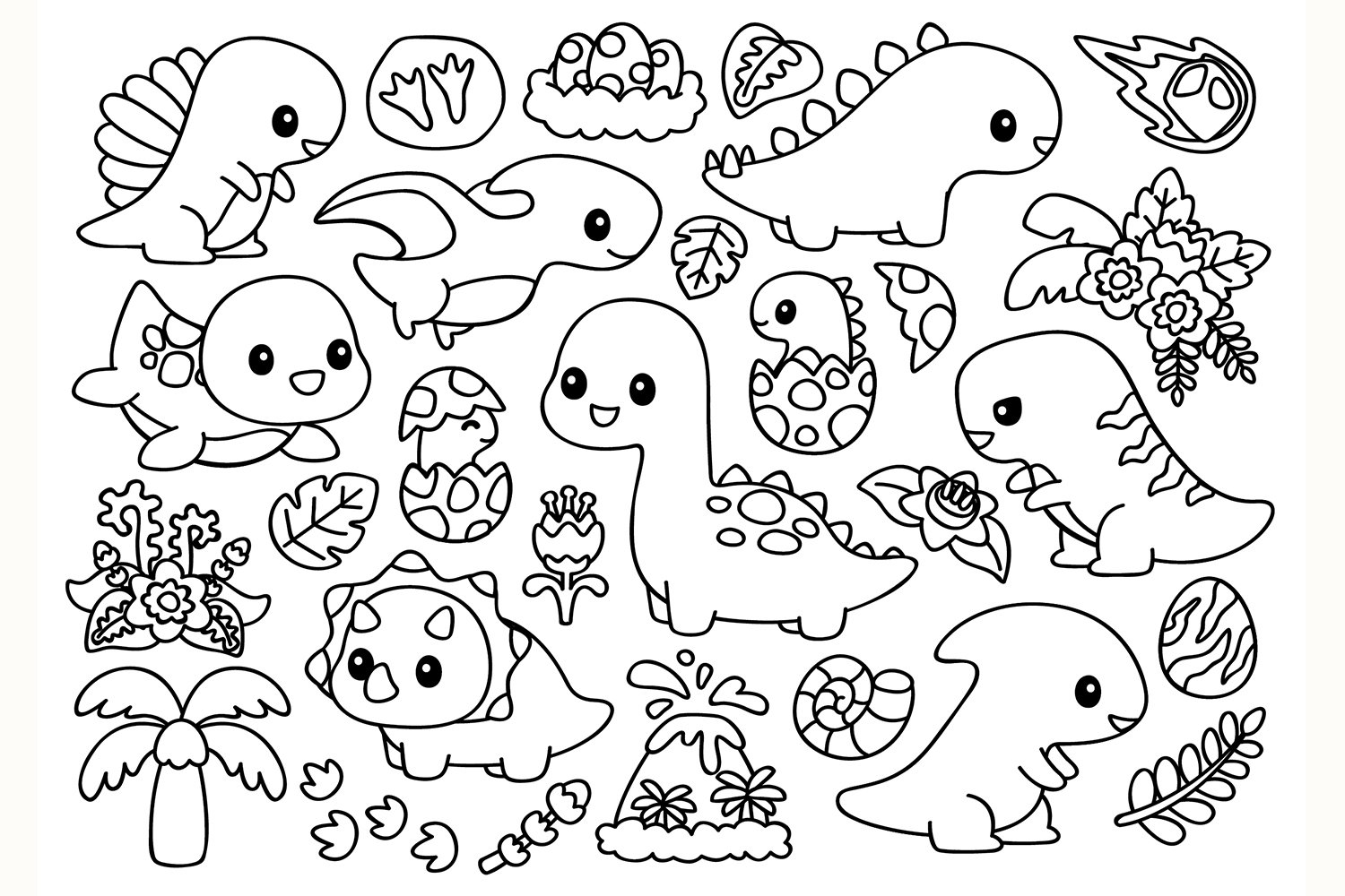 Dinosaur clipart cute dinosaurs vector kawaii t