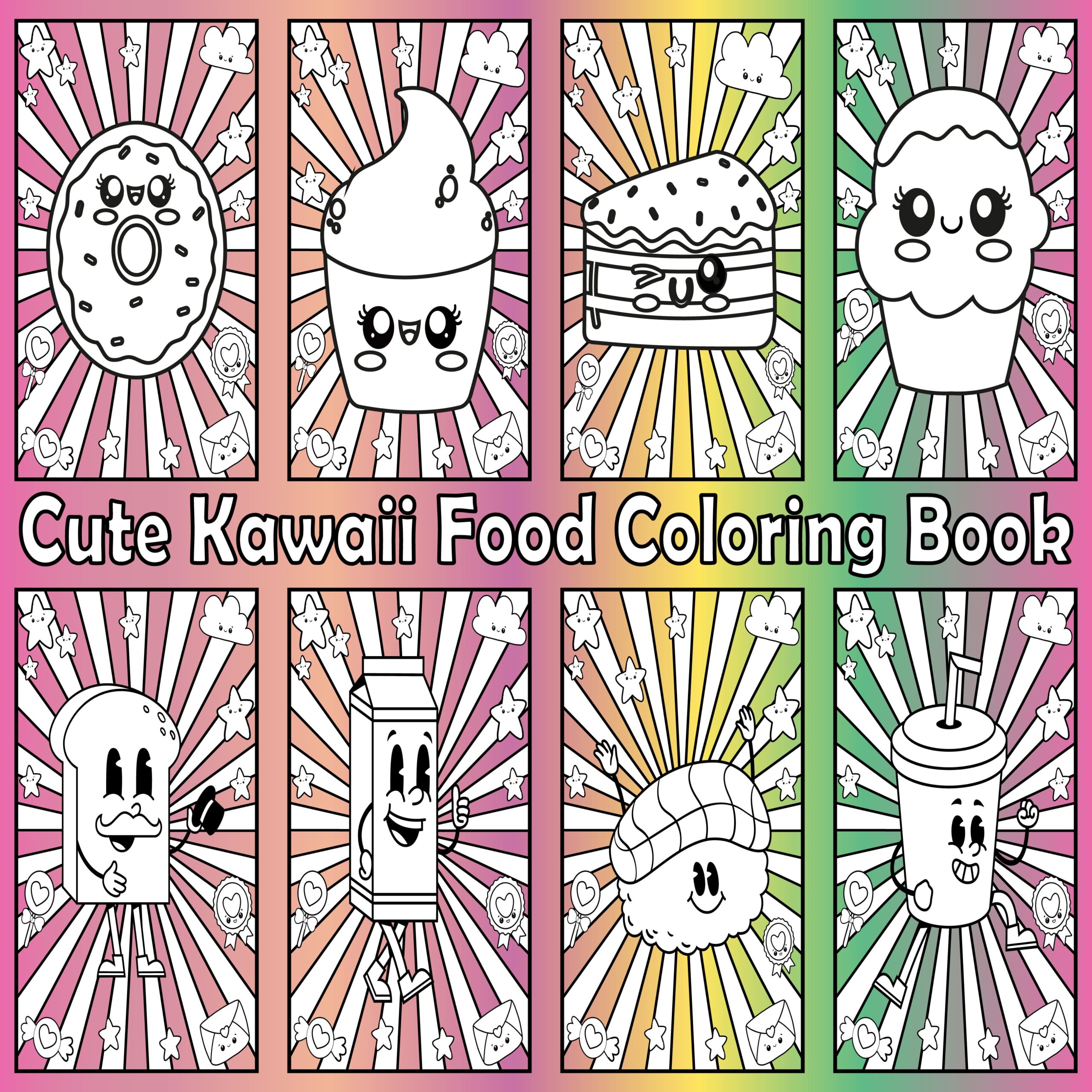 Cute kawaii food coloring book kawaii food coloring pages for kids made by teachers