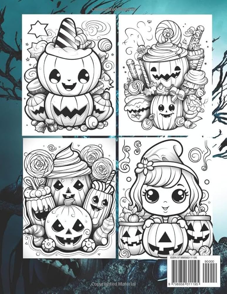 Kawaii halloween coloring book kids ages x pages cha sue books