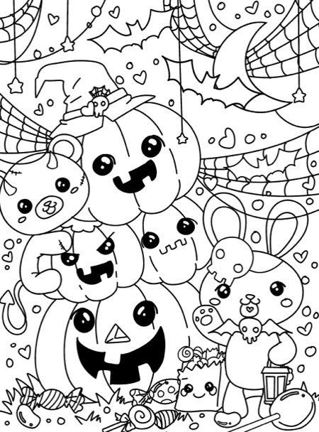 Kawaii halloween a super cute holiday coloring book halloween coloring pages holiday coloring book cute coloring pages