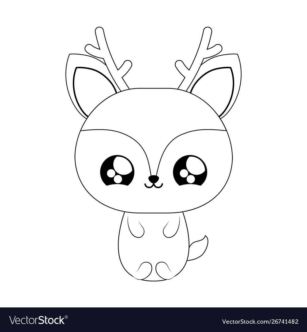 Cute reindeer baby animal kawaii style royalty free vector