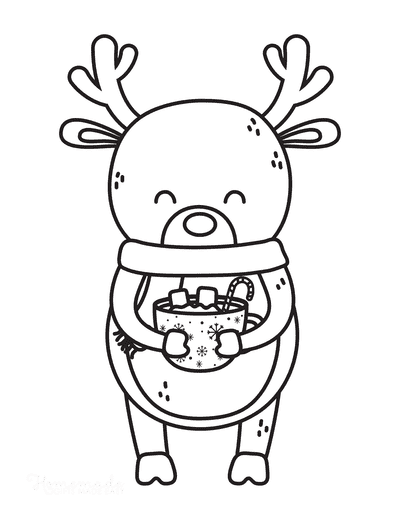 Reindeer coloring pages for kids adults free printables