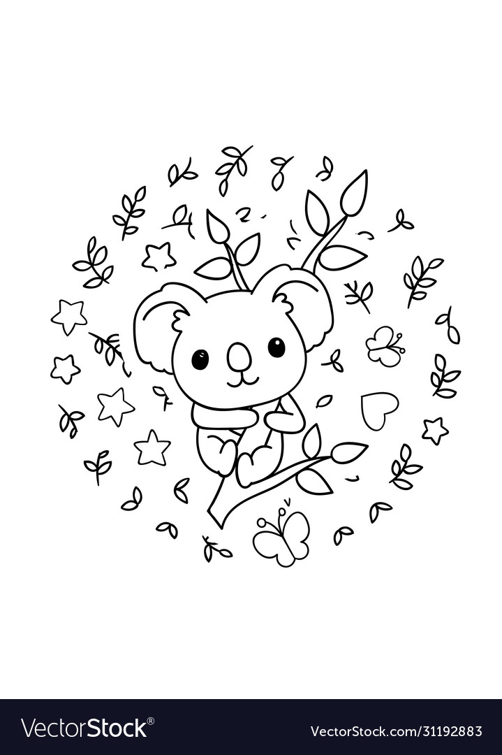 Coloring pages black and white cute kawaii hand vector image