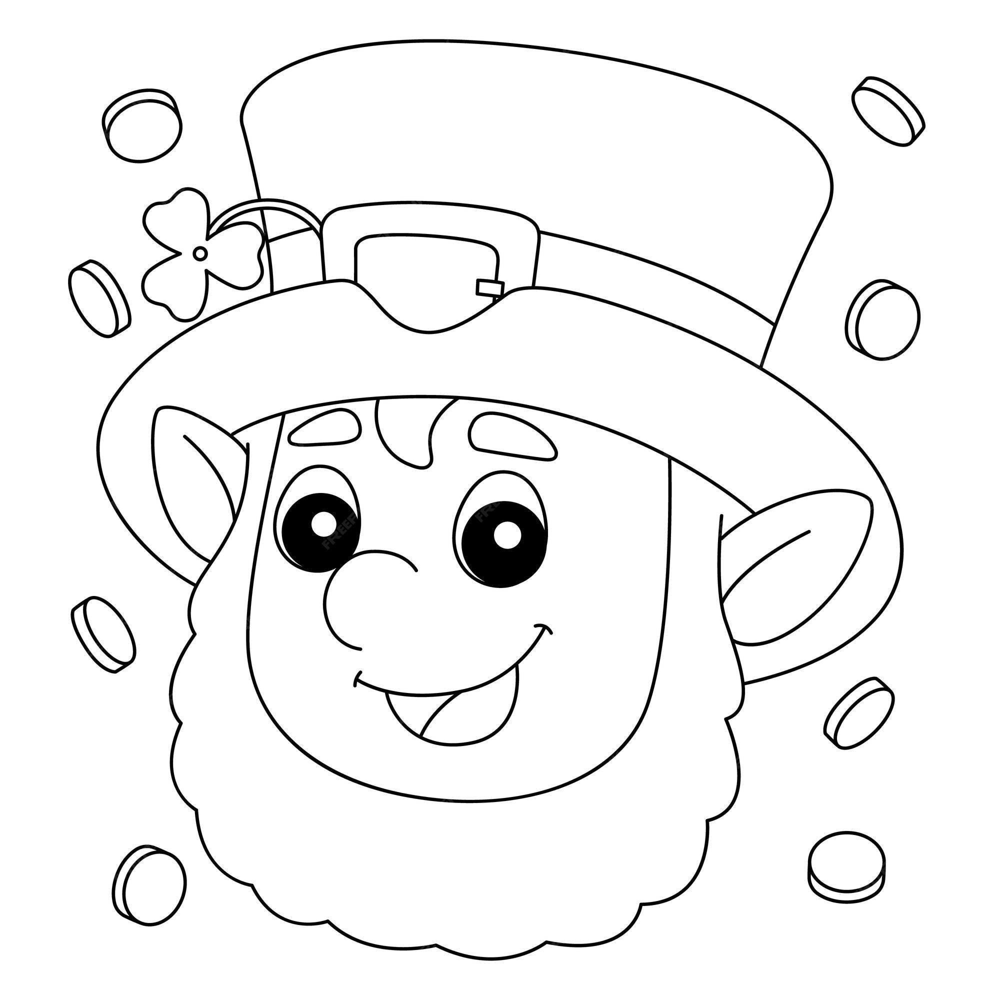 Premium vector st patricks day leprechaun coloring page for kids