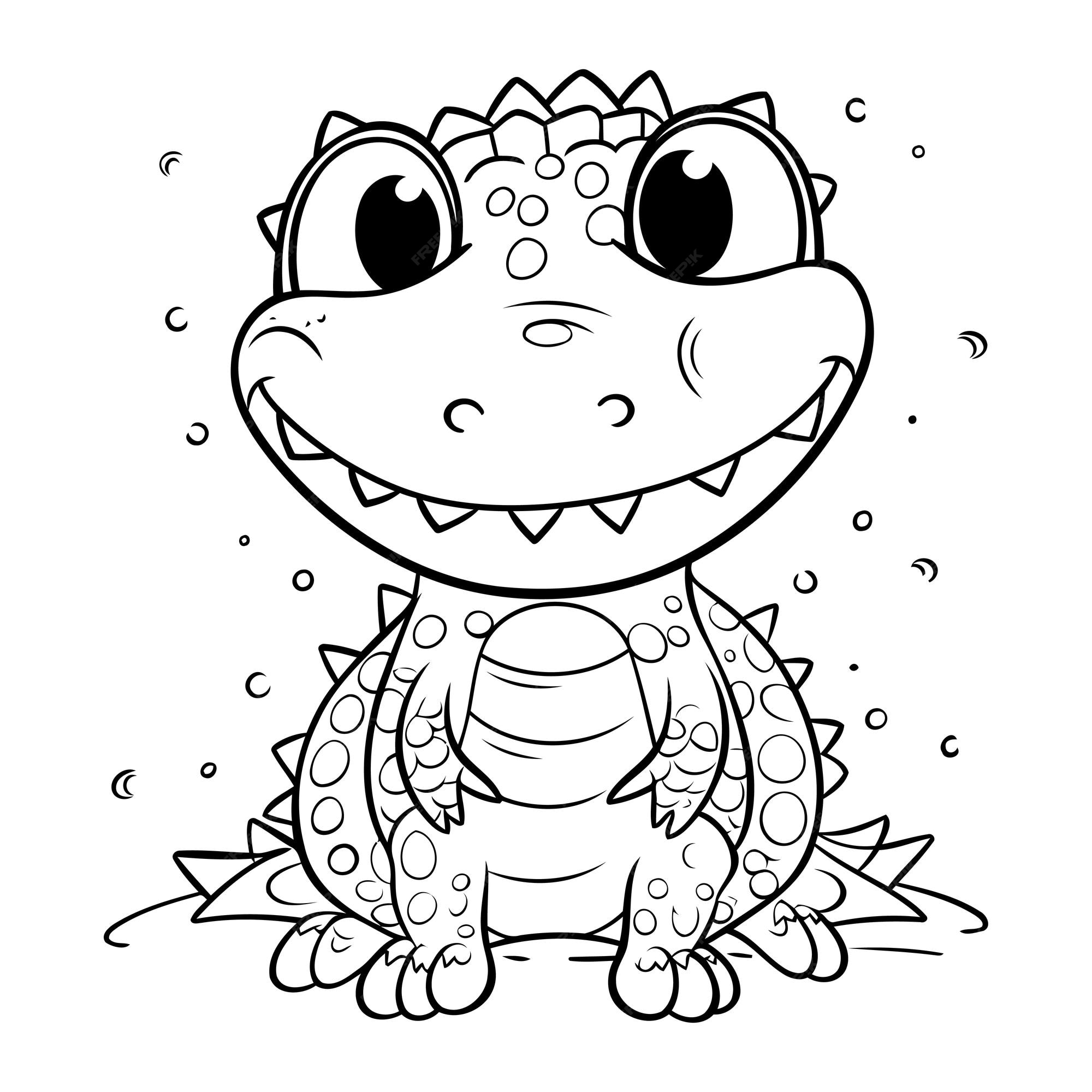 Premium vector coloring page outline of cute baby lizard coloring book