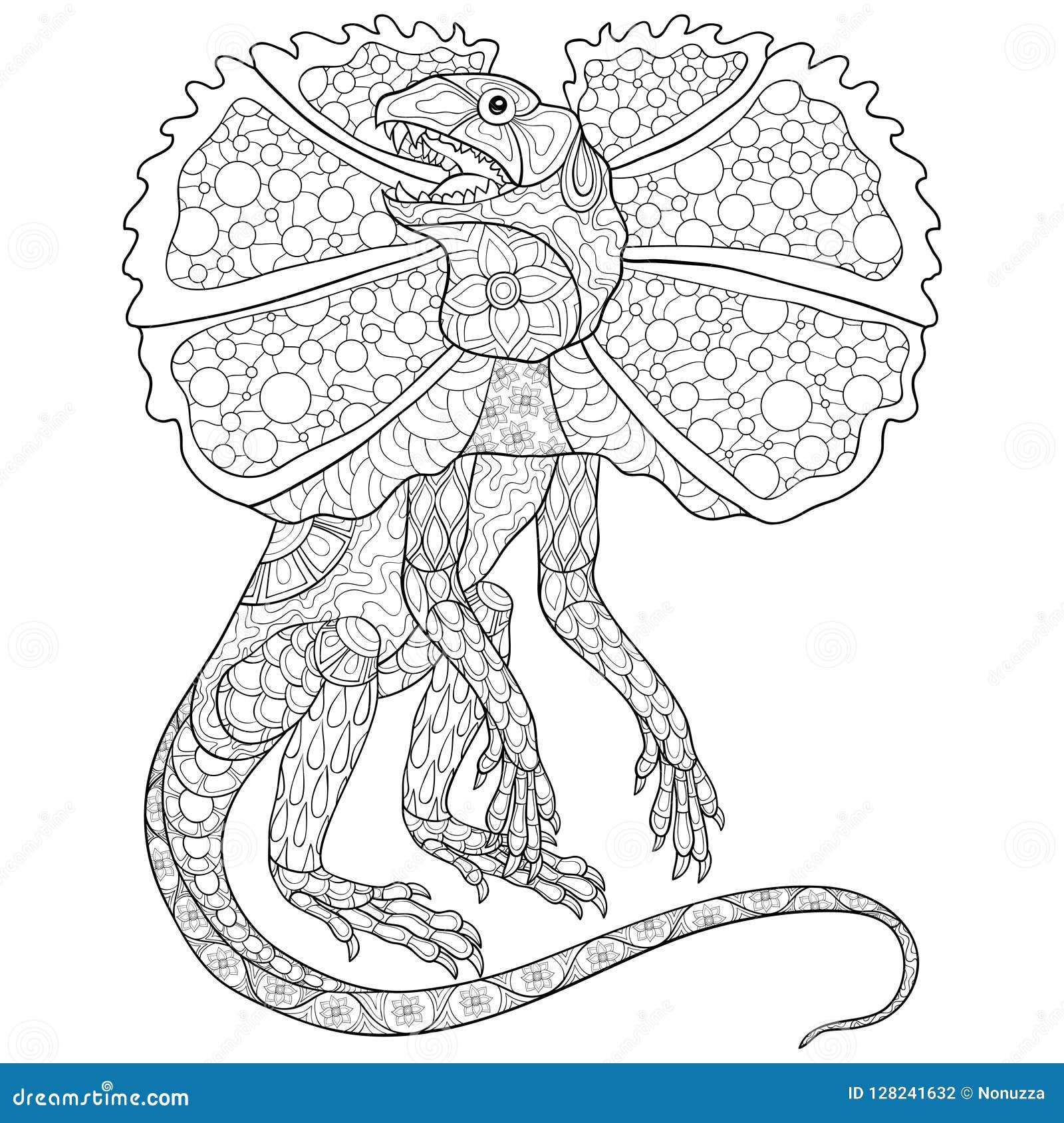 Adult coloring bookpage a cute lizard image for relaxing stock vector