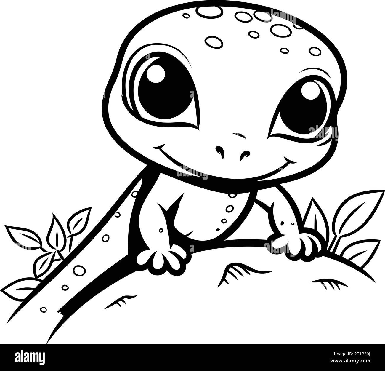 Coloring book for children lizard on a branch vector illustration stock vector image art