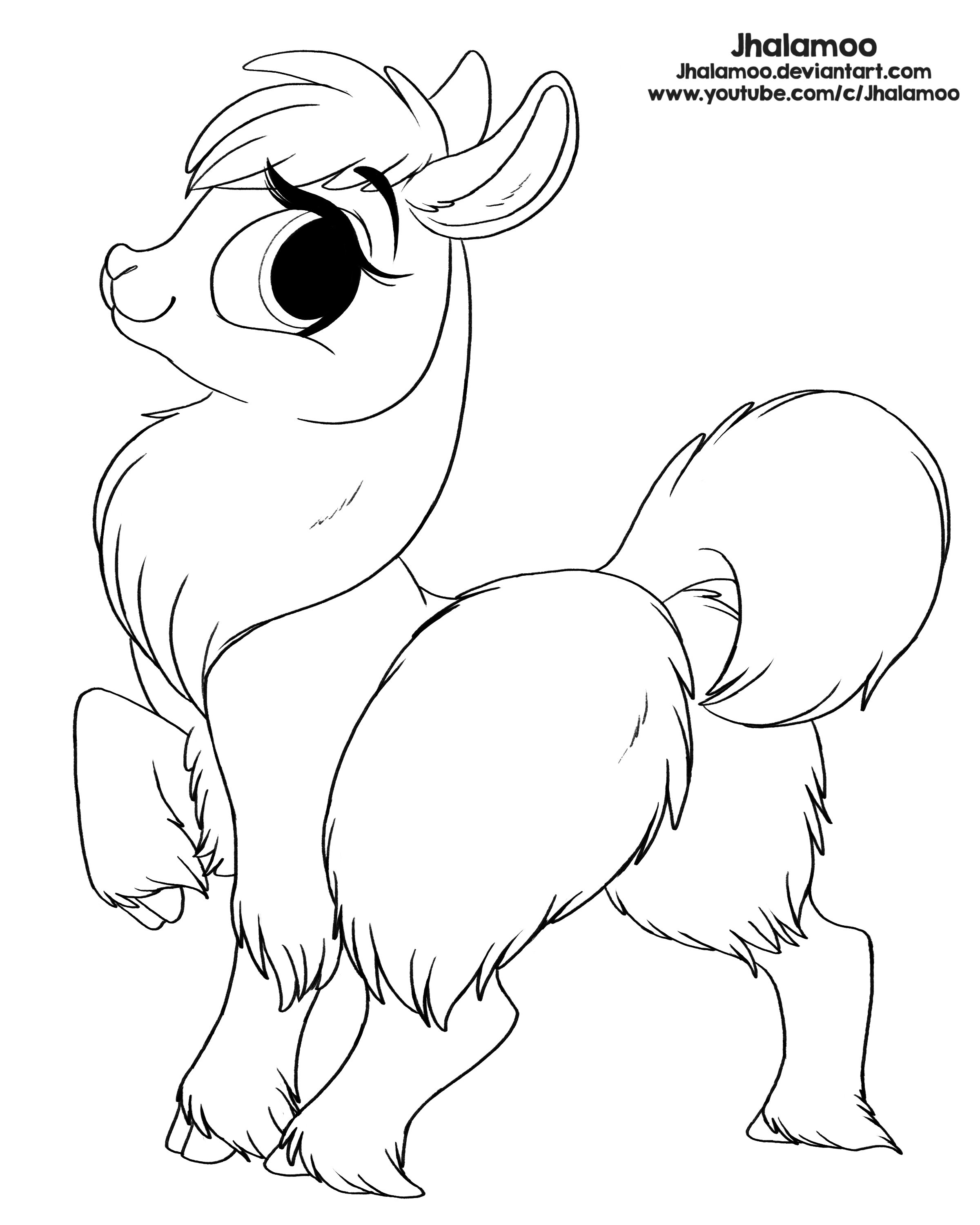 Free coloring page cute llama by jhalamoo on