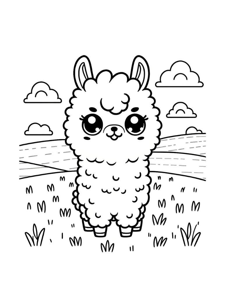 Free llama coloring pages for kids