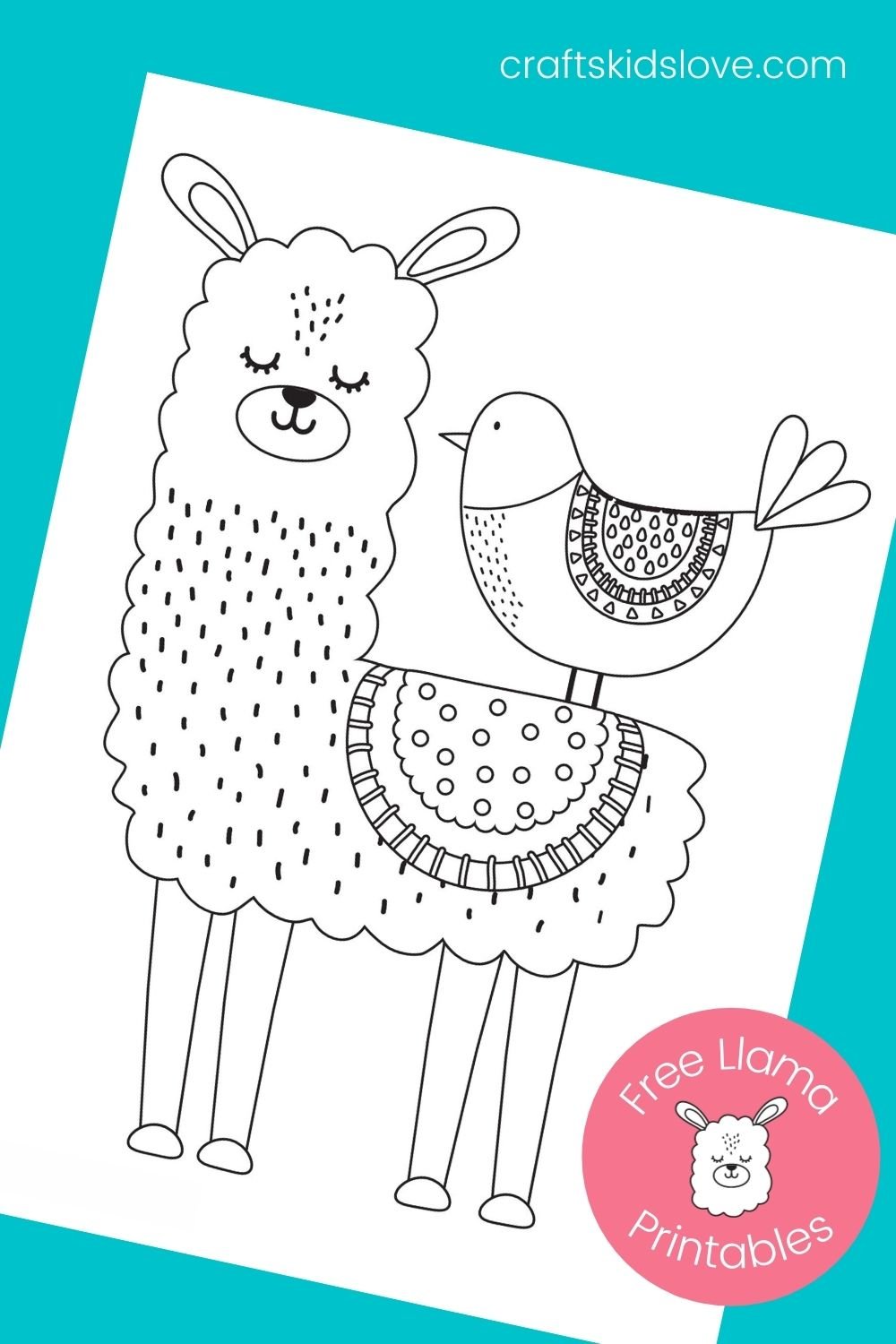 Free printable llama coloring pages