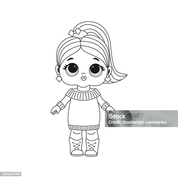 Cute lol doll coloring book for kids color vector illustration stock illustration