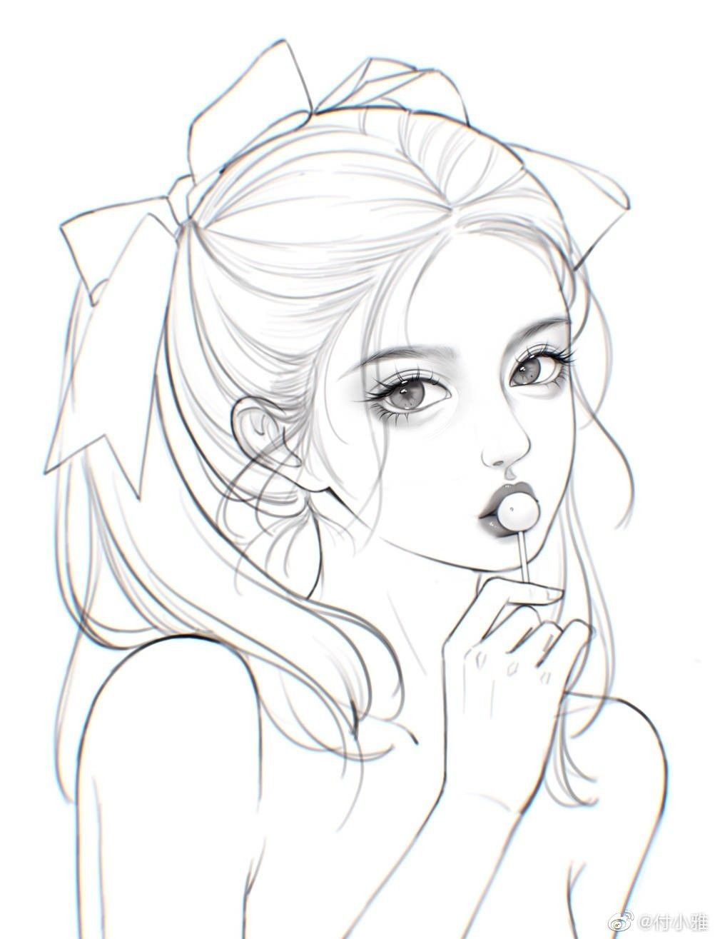 Cute girl coloring page beauty art drawings indie drawings line art drawings