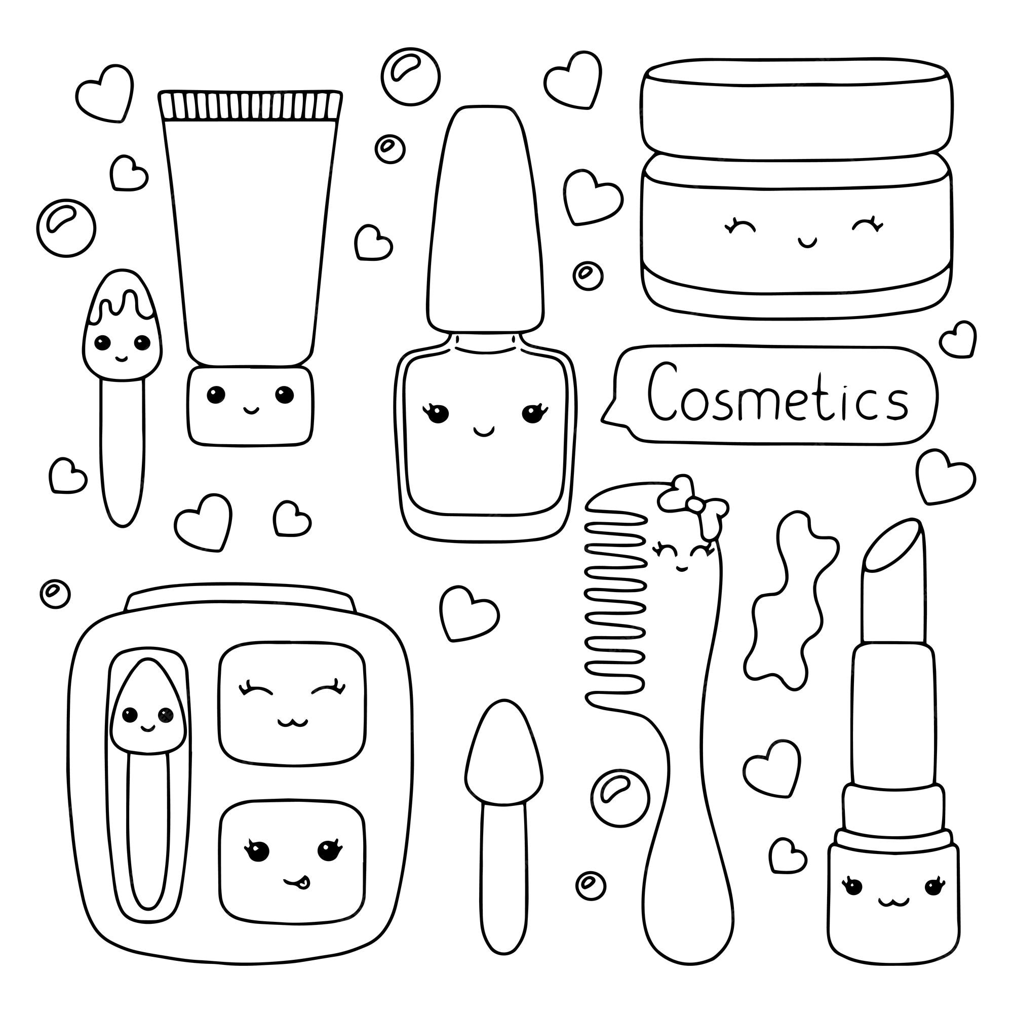 Premium vector coloring book page for kids cosmetics theme cartoon style character