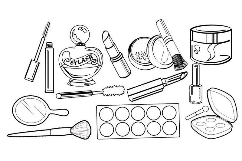 Professional cosmetics makeup kit coloring sheet coloring pages for girls coloring pages makeup drawing