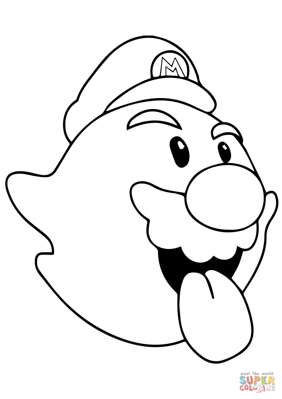 Boo mario coloring page free printable coloring pages