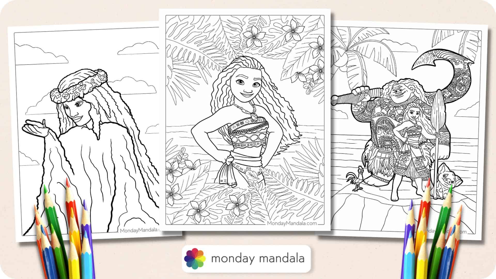 Moana coloring pages free pdf printables