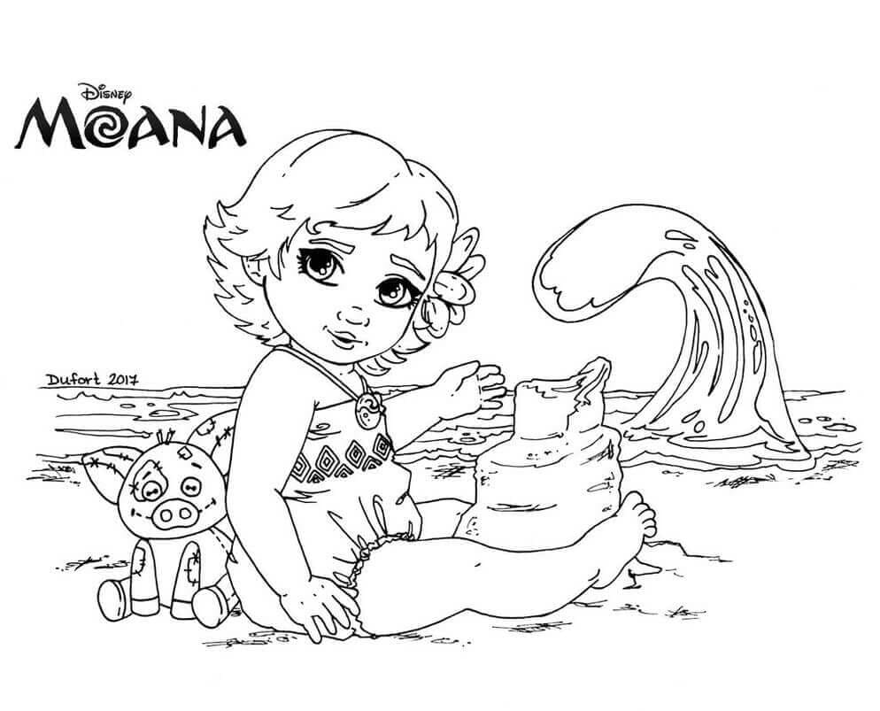 Cute moana coloring page