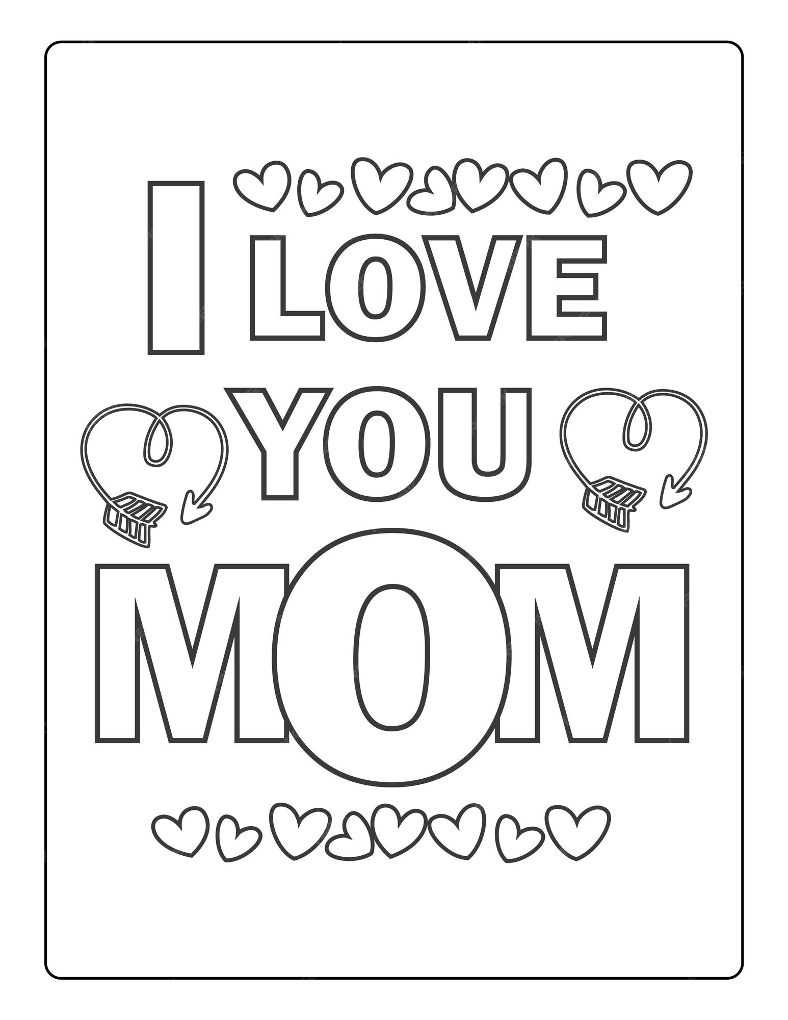 Premium vector mothers day coloring pages for children with cute mom son holiday black and white activity worksheet