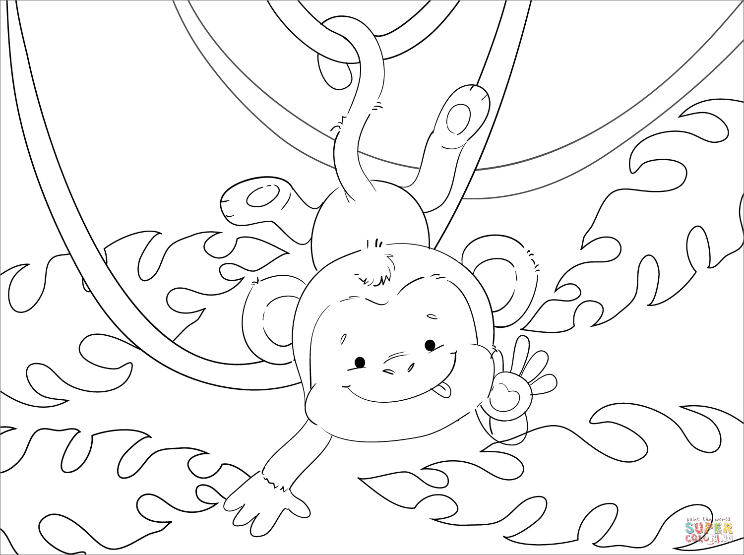 Cute monkey coloring page free printable coloring pages