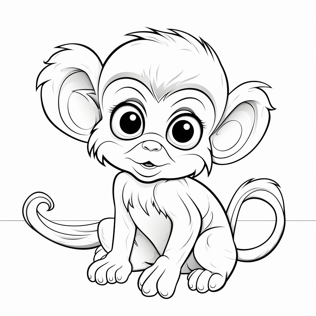 Baby monkey coloring pages