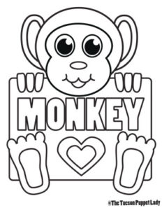 Free monkey coloring page â the tucson puppet lady