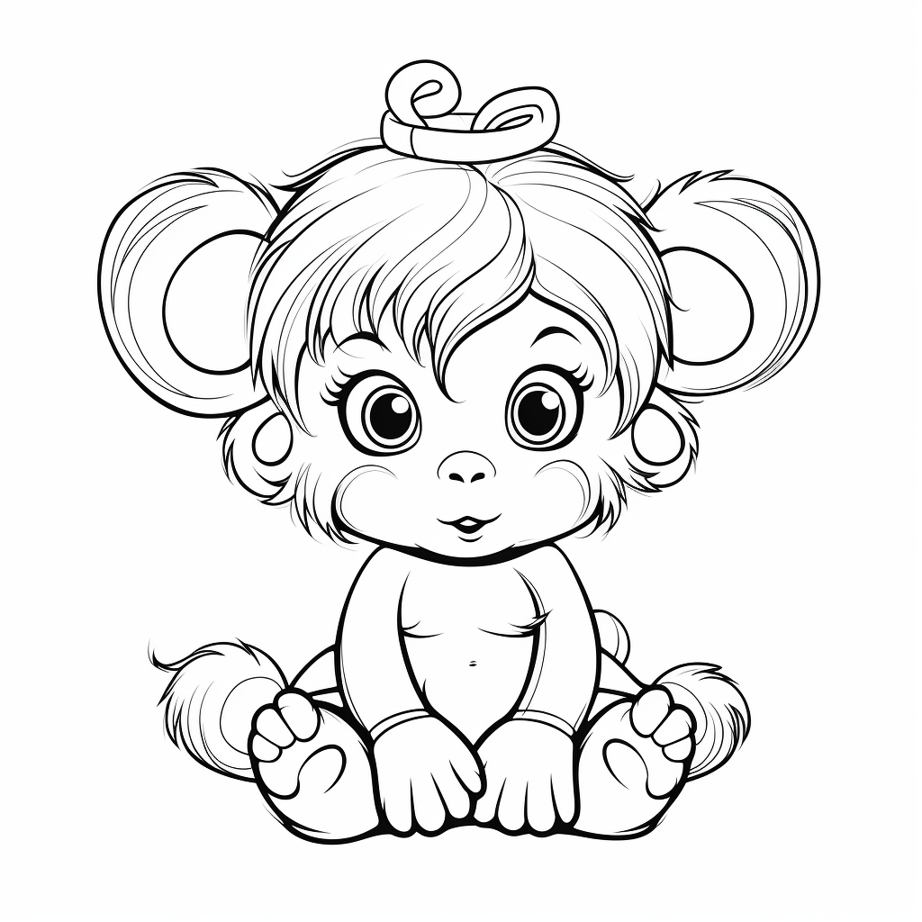 Baby girl monkey coloring pages