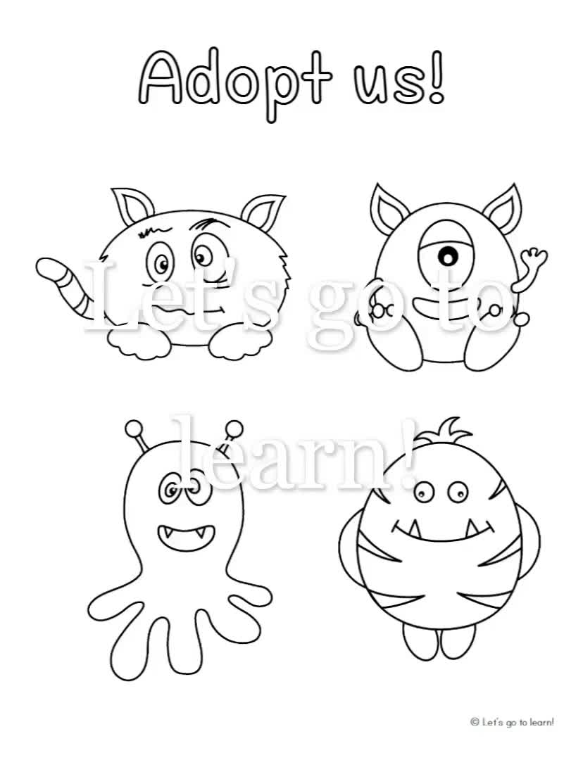 Monster coloring pages printable sheets toddler preschool kindergarten monster birthday party kids coloring pages party activity