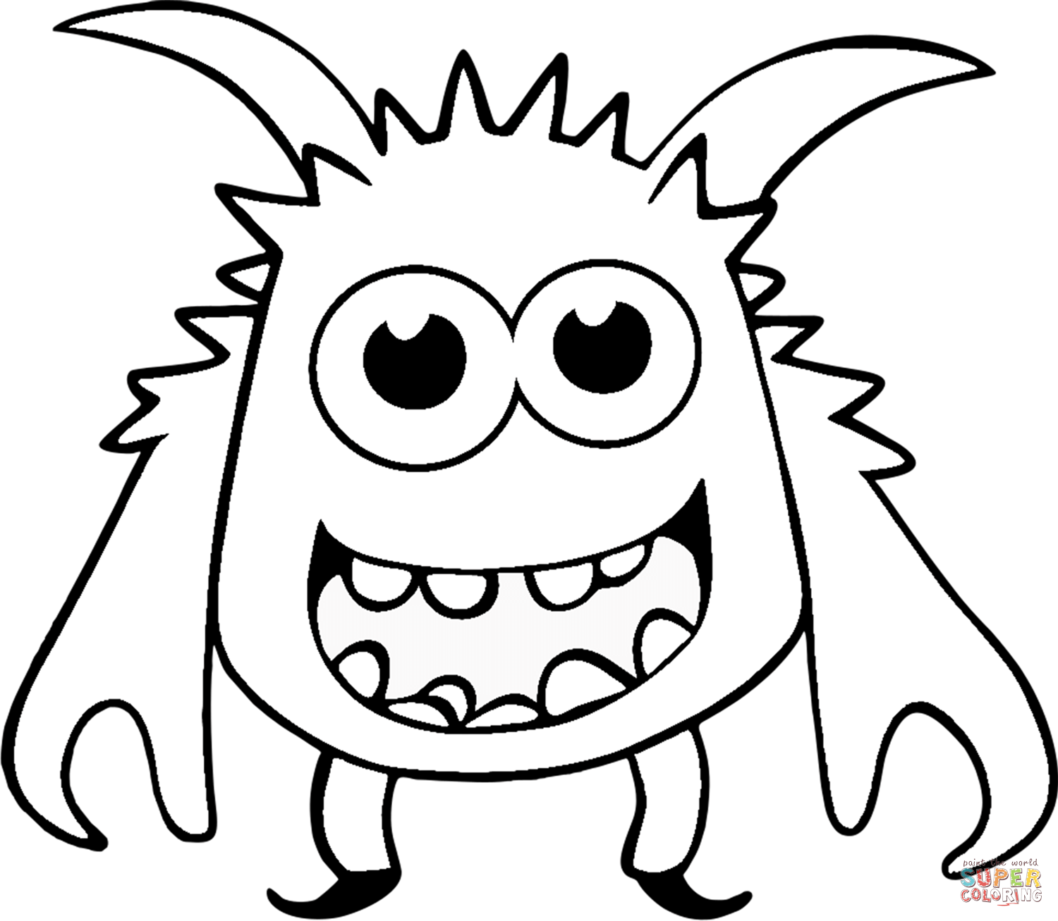 Happy monster coloring page free printable coloring pages