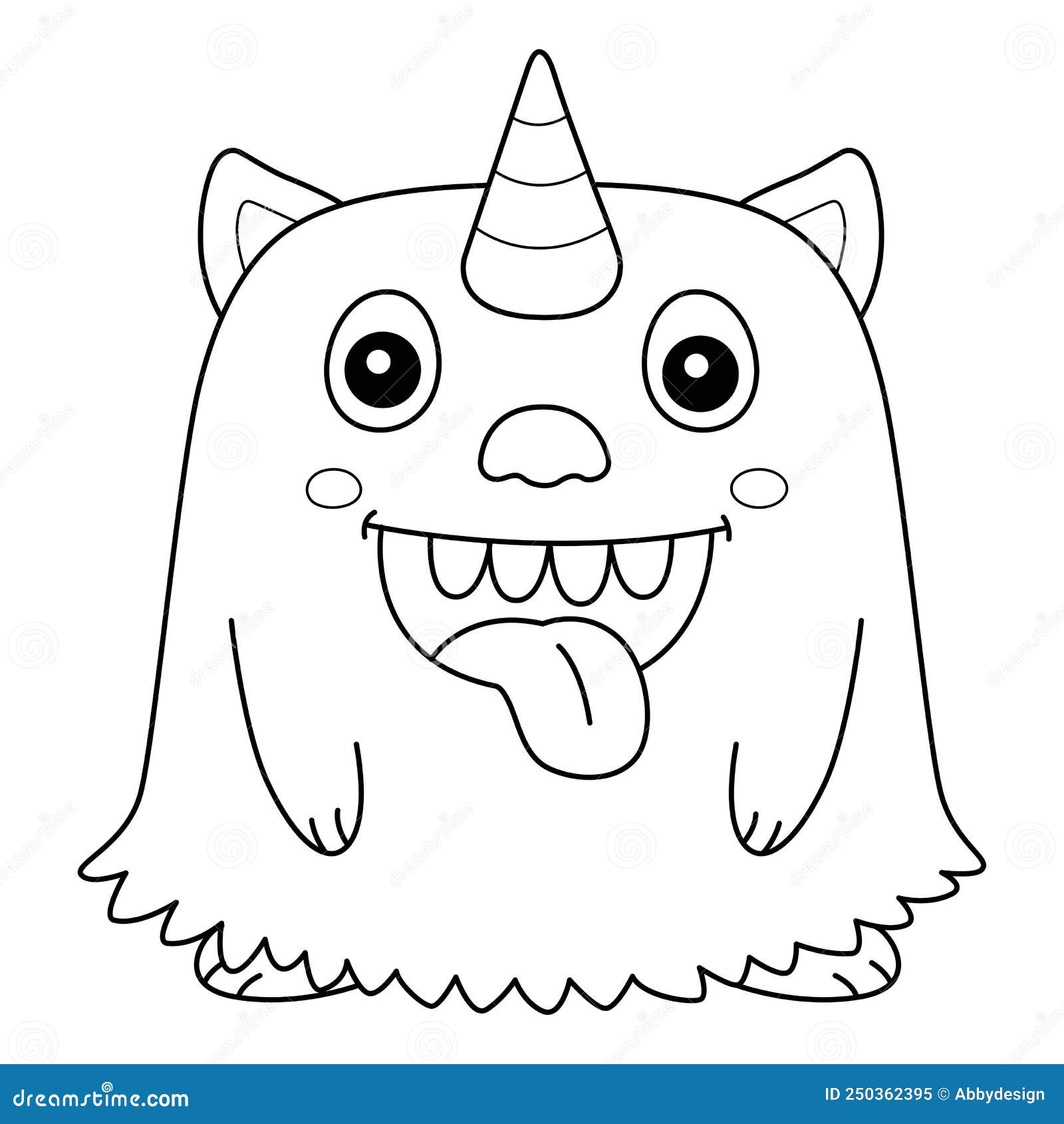 Monster unicorn coloring page for kids stock vector