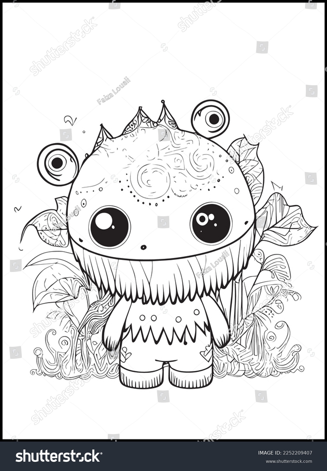 Cute monster coloring pages kids stock vector royalty free