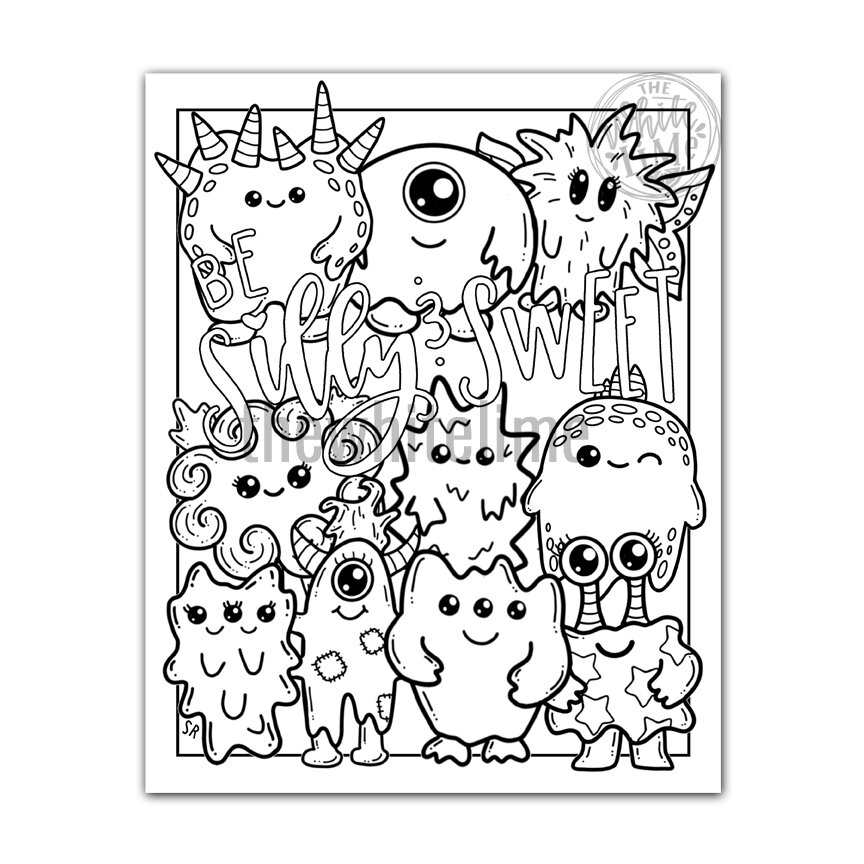 Cute monster coloring page kawaii monsters coloring page for kids and adults be silly and sweet â the white lime