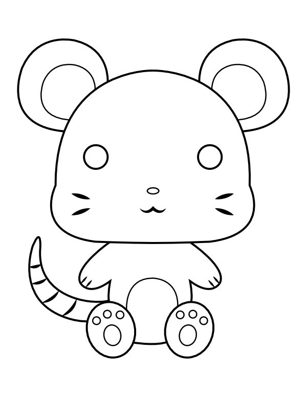 Printable kawaii mouse coloring page